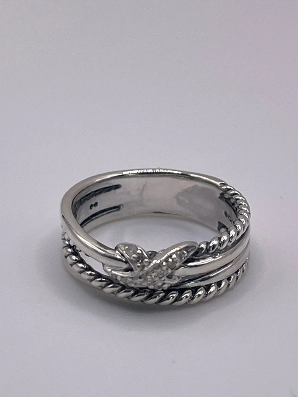 David Yurman X Crossover Band Ring with Diamonds - Picture 6 of 10